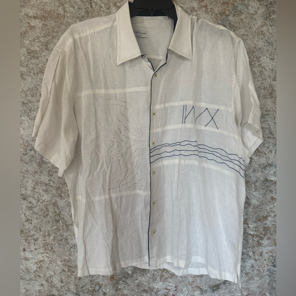 Cubavera White Linen Short Sleeve Shirt Italy